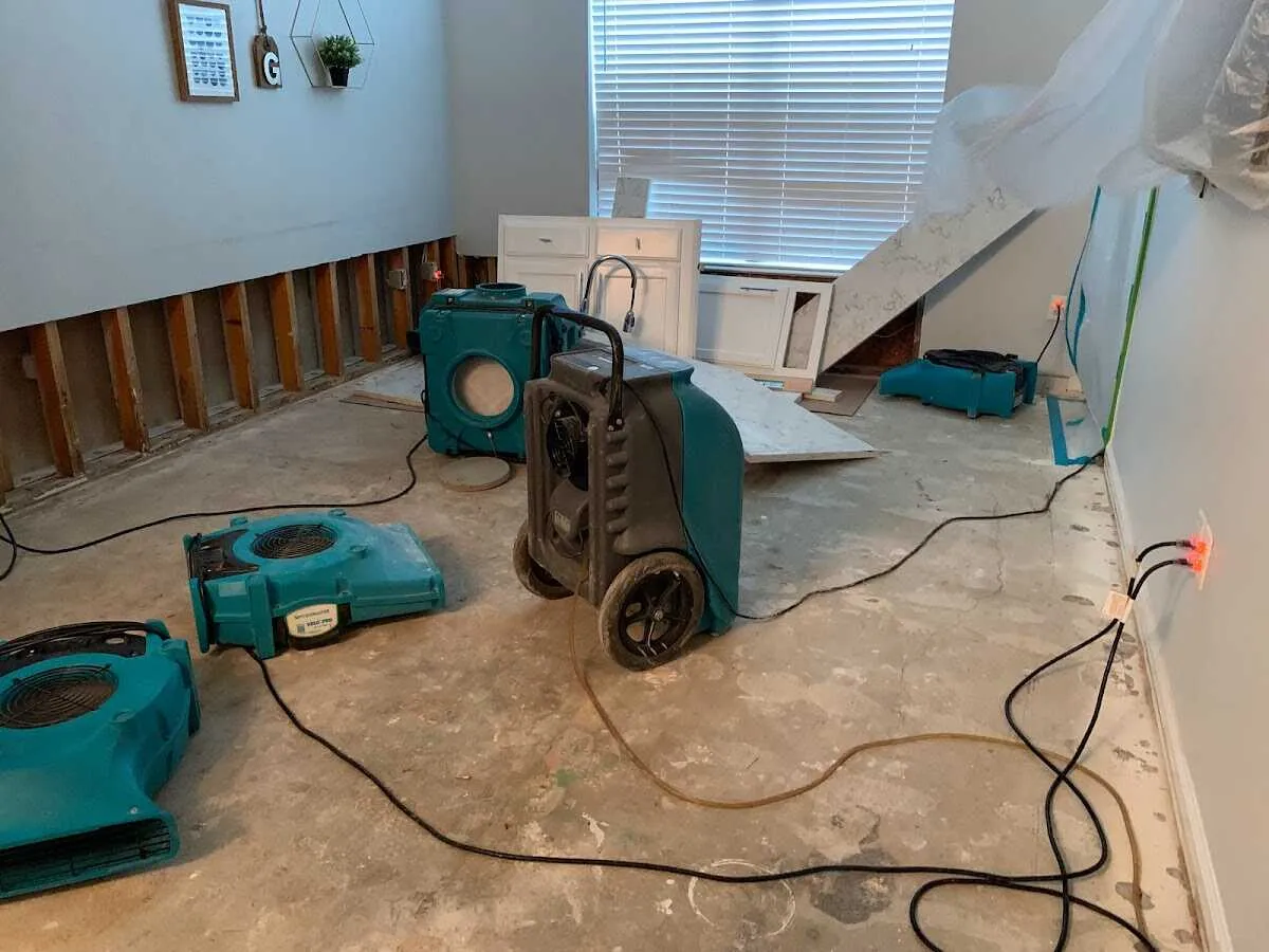 Dehumidifier in flood-cut room for Water Extraction & Removal in Bryan